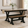 Ashley Fleur Large Dining Room Bench, 48 Inch Brown Seat, Black Wood Frame