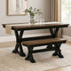 Ashley Fleur Large Dining Room Bench, 48 Inch Brown Seat, Black Wood Frame