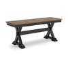 Ashley Fleur Large Dining Room Bench 48 Inch Brown Seat Black Wood Frame BM329770