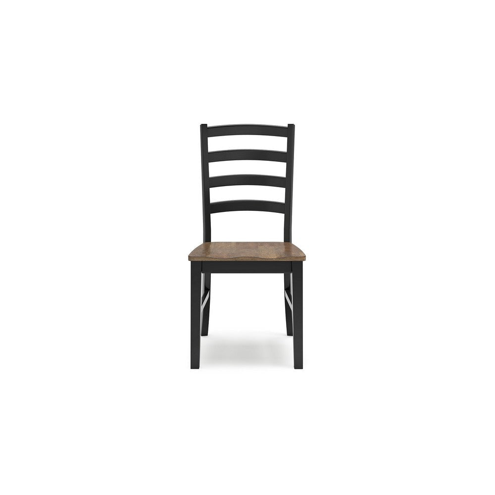 Ashley Fleur Dining Side Chair Set of 2 Black Ladderback Brown Solid Wood BM329771