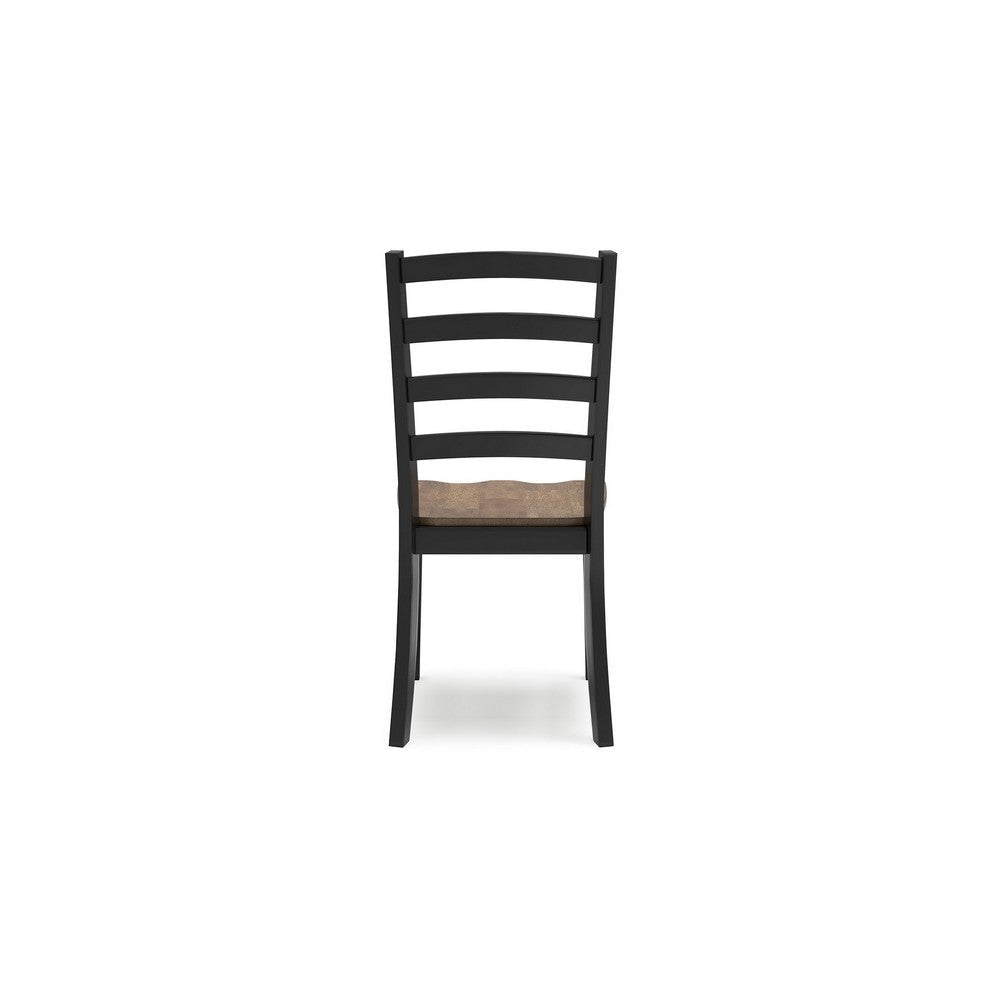 Ashley Fleur Dining Side Chair Set of 2 Black Ladderback Brown Solid Wood BM329771