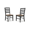 Ashley Fleur Dining Side Chair Set of 2, Black Ladderback, Brown Solid Wood