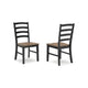 Ashley Fleur Dining Side Chair Set of 2, Black Ladderback, Brown Solid Wood