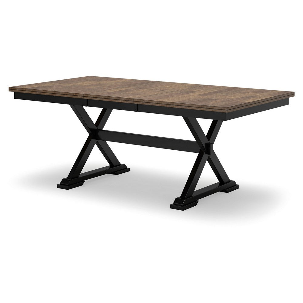 Ashley Fleur Dining Table, Extendable Butterfly Leaf, Brown Wood, 60-78 Inch
