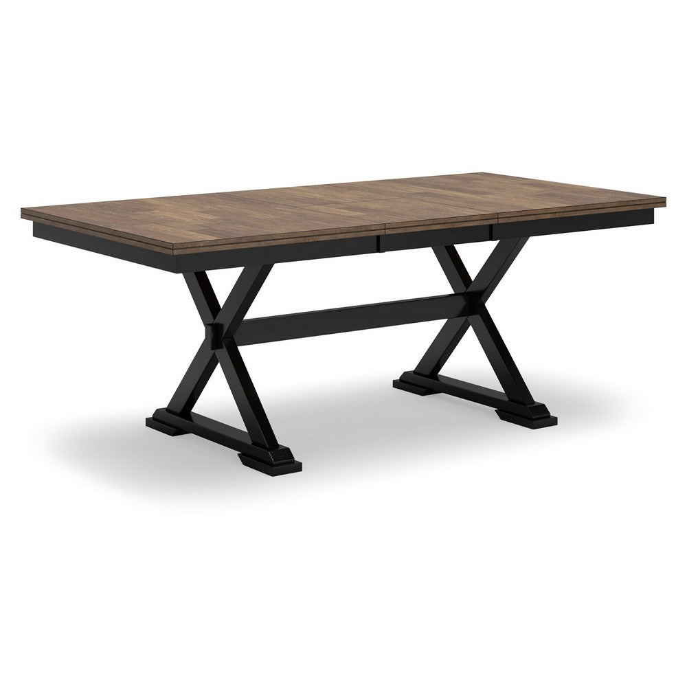 Ashley Fleur Dining Table, Extendable Butterfly Leaf, Brown Wood, 60-78 Inch