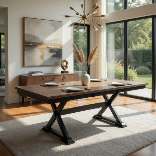 Ashley Fleur Dining Table, Extendable Butterfly Leaf, Brown Wood, 60-78 Inch
