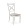 Ashley Lea Dining Side Chair Set of 2, Classic White Wood, Gray Polyester