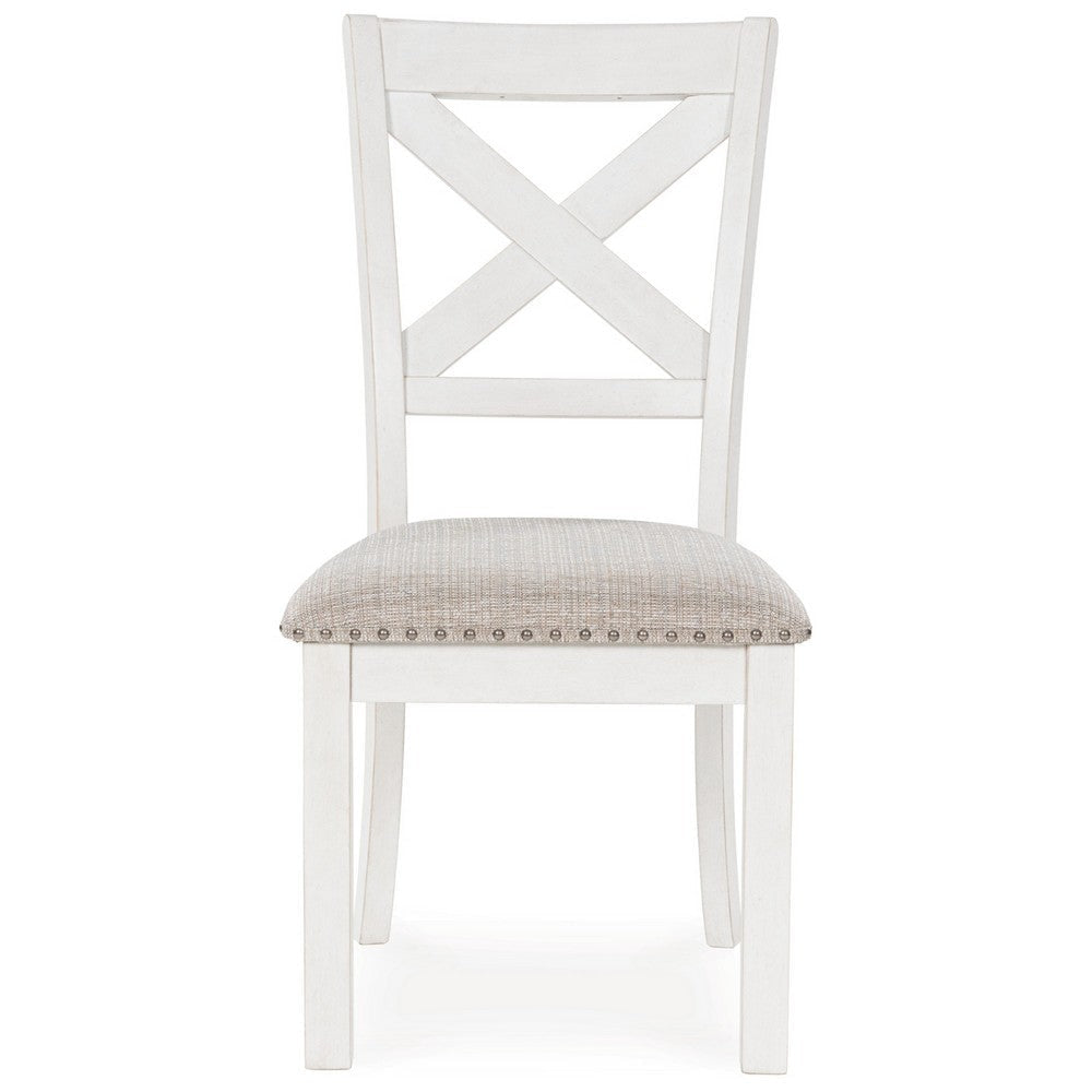 Ashley Lea Dining Side Chair Set of 2 Classic White Wood Gray Polyester BM329776