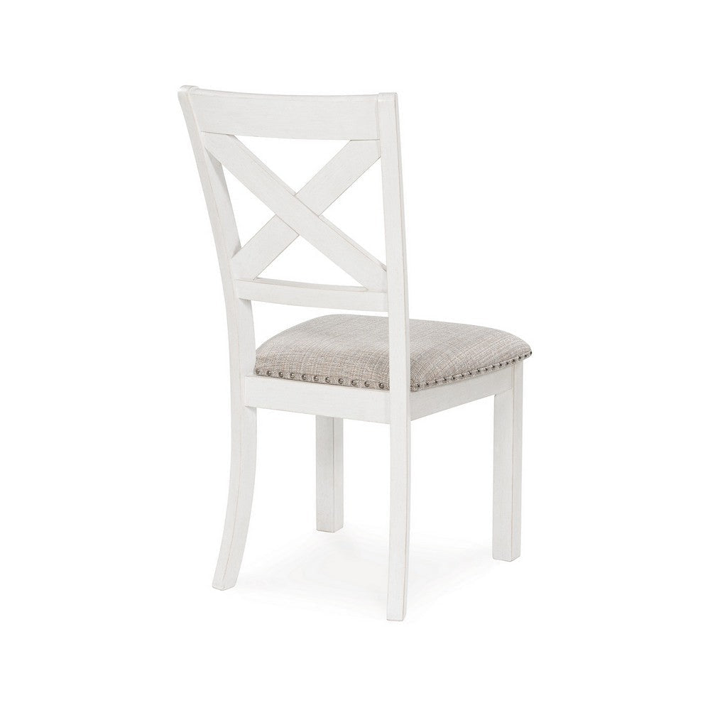 Ashley Lea Dining Side Chair Set of 2 Classic White Wood Gray Polyester BM329776