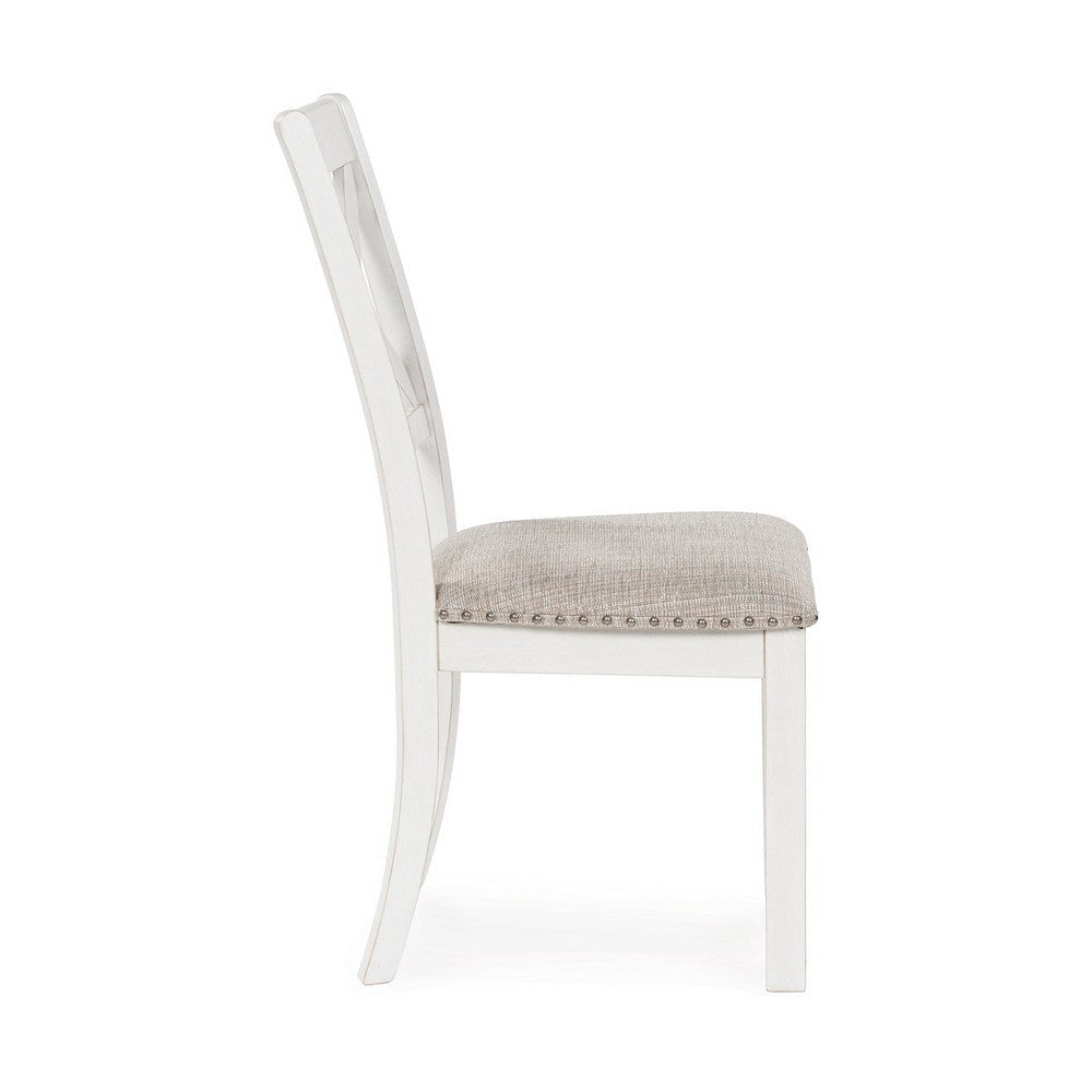 Ashley Lea Dining Side Chair Set of 2 Classic White Wood Gray Polyester BM329776