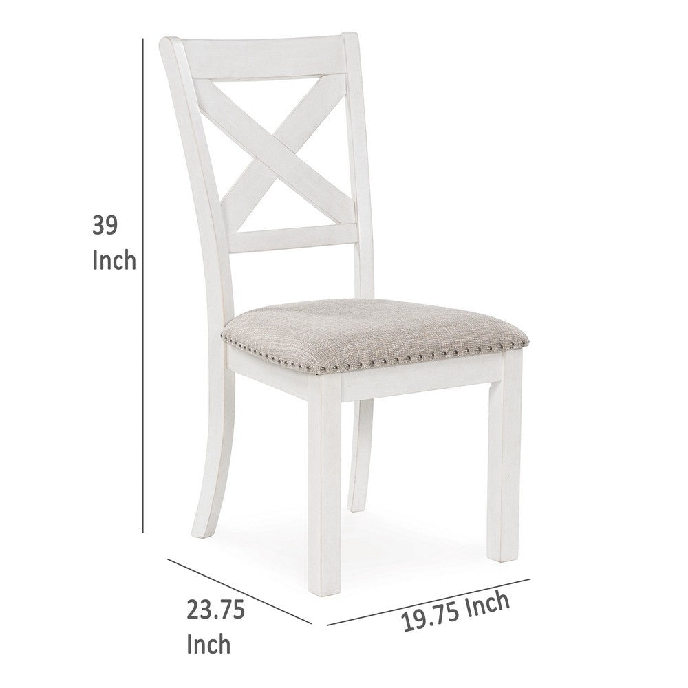 Ashley Lea Dining Side Chair Set of 2 Classic White Wood Gray Polyester BM329776