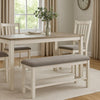 Ashley Lea Counter Height Dining Bench, Classic White Wood, Gray Polyester