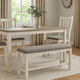 Ashley Lea Counter Height Dining Bench, Classic White Wood, Gray Polyester