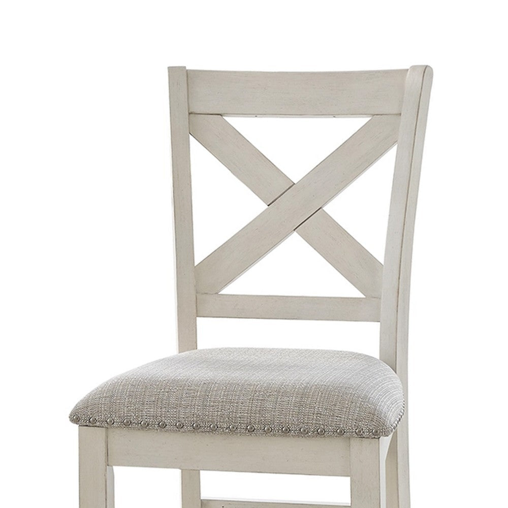 Ashley Lea Counter Height Chair Set of 2 White Solid Wood Gray Polyester BM329778