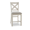 Ashley Lea Counter Height Chair Set of 2, White Solid Wood, Gray Polyester