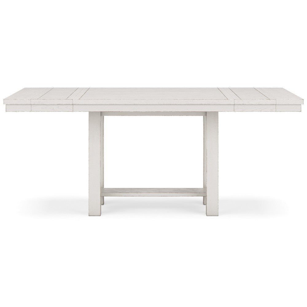 Ashley Fleur Counter Table with 2 Extension Leaves White Wood 62-86 Inch BM329779