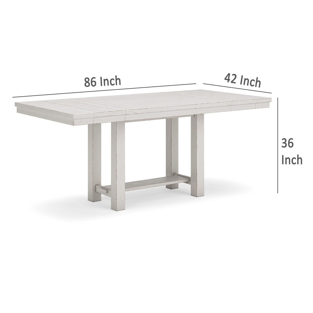Ashley Fleur Counter Table with 2 Extension Leaves White Wood 62-86 Inch BM329779