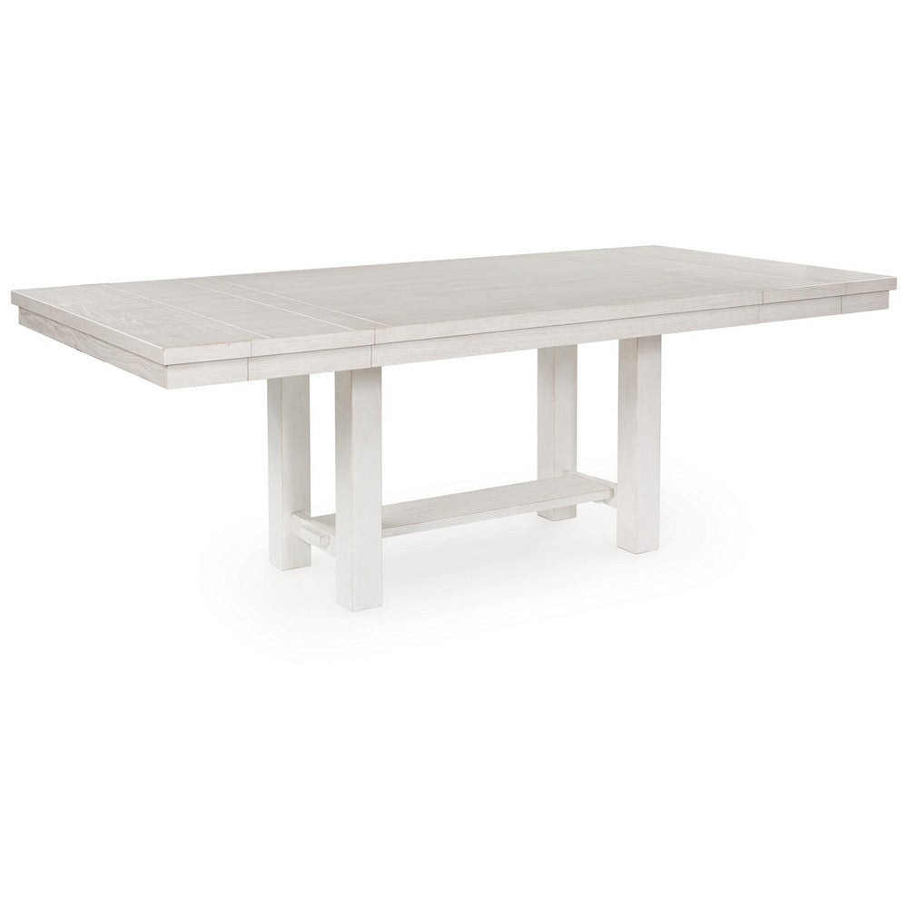 Ashley Fleur Dining Table with 2 Extension Leaves, White Wood, 62-86 Inch