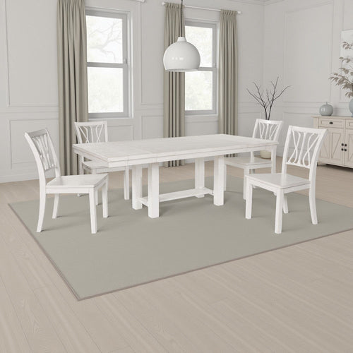 Ashley Fleur Dining Table with 2 Extension Leaves, White Wood, 62-86 Inch