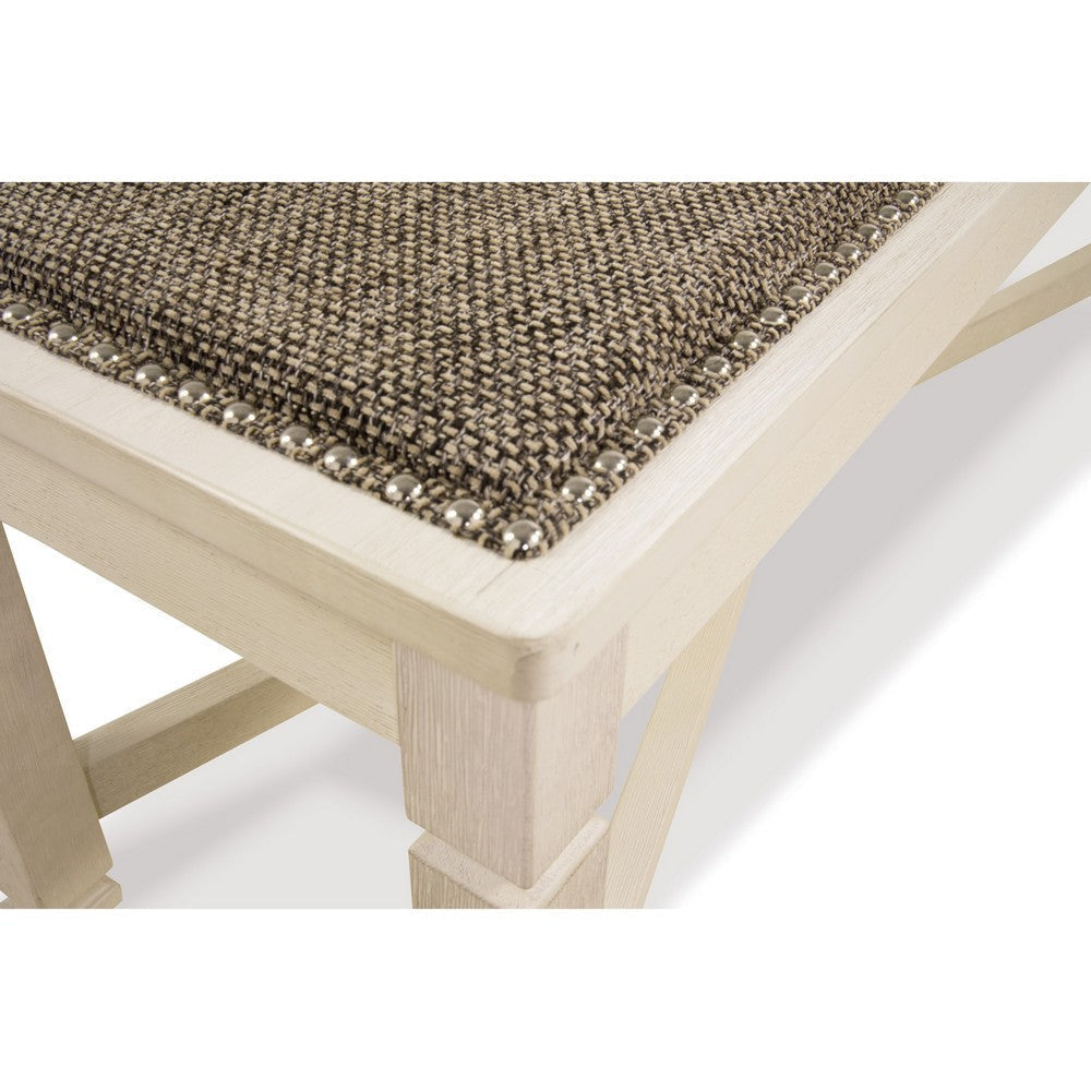 Ashley Bolan Large Dining Bench with Heavy Woven Fabric White Wood 50 Inch