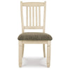 Ashley Bolan Dining Side Chair Set of 2 with Rake Back Polyester White Wood BM329783