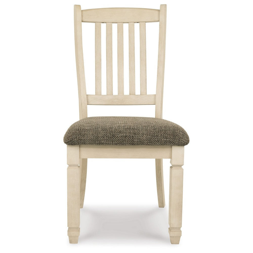 Ashley Bolan Dining Side Chair Set of 2 with Rake Back Polyester White Wood BM329783