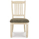 Ashley Bolan Dining Side Chair Set of 2 with Rake Back Polyester White Wood BM329783