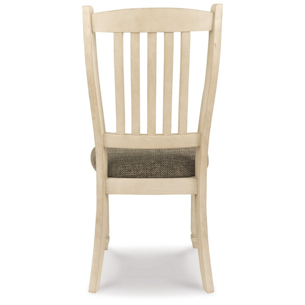 Ashley Bolan Dining Side Chair Set of 2 with Rake Back Polyester White Wood BM329783