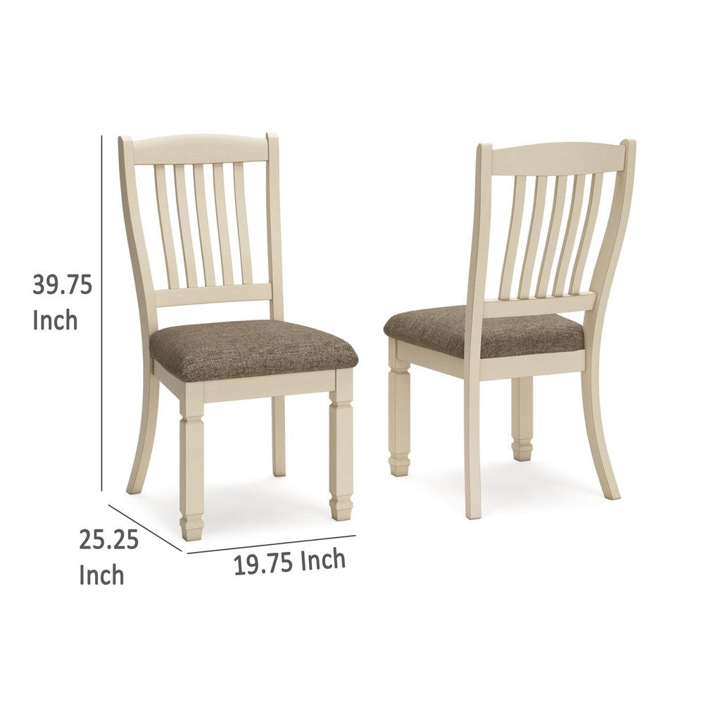 Ashley Bolan Dining Side Chair Set of 2 with Rake Back Polyester White Wood BM329783