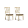 Ashley Bolan Dining Side Chair Set of 2 with Rake Back, Polyester, White Wood