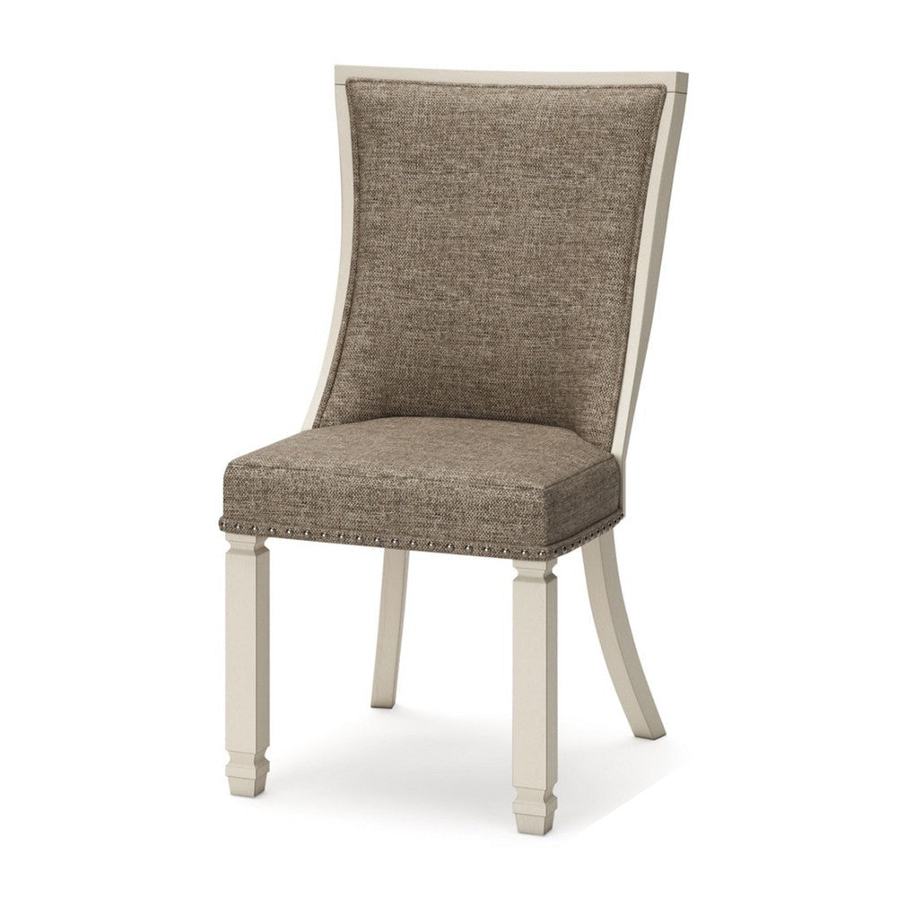 Ashley Bolan Dining Side Chair Set of 2 Lattice Back Polyester White Wood