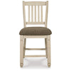 Ashley Bolan Counter Height Chair Set of 2 Rake Back Antique White Wood