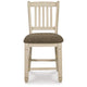 Ashley Bolan Counter Height Chair Set of 2 Rake Back Antique White Wood