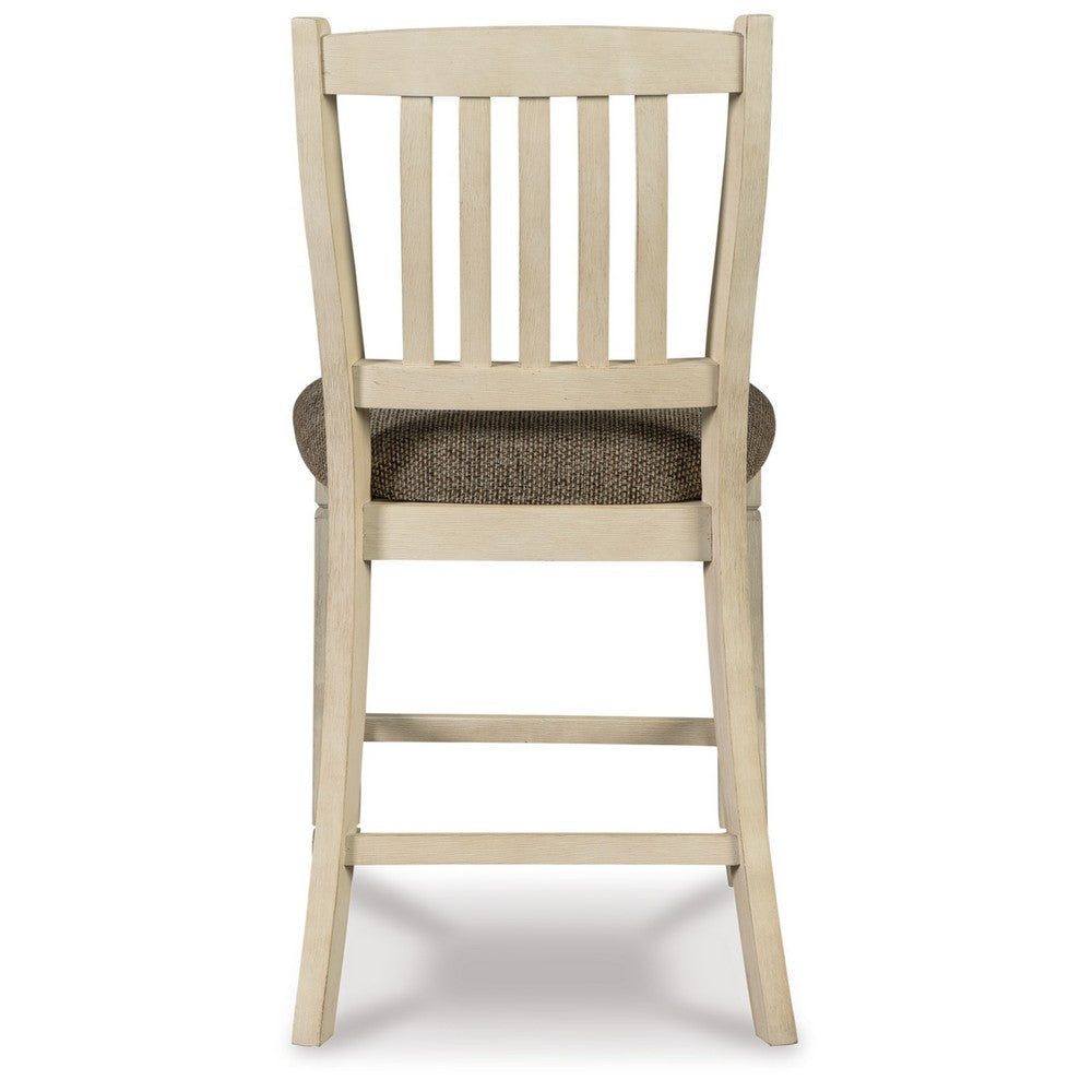 Ashley Bolan Counter Height Chair Set of 2 Rake Back Antique White Wood