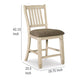 Ashley Bolan Counter Height Chair Set of 2 Rake Back Antique White Wood