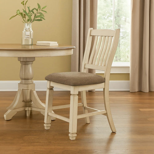 Ashley Bolan Counter Height Chair Set of 2, Rake Back, Antique White Wood