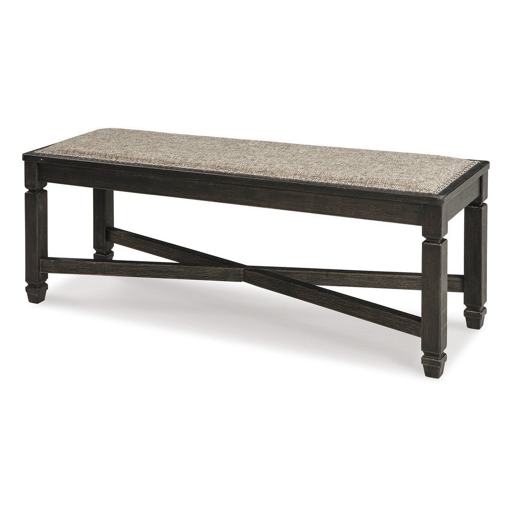 Ashley Trekk Dining Bench X-Stretcher and Nailhead Trim Black Wood 50 Inch BM329787