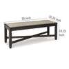 Ashley Trekk Dining Bench X-Stretcher and Nailhead Trim Black Wood 50 Inch BM329787