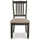 Ashley Trekk Dining Side Chair Set of 2 Slat Back Tapered Legs Black Wood BM329788