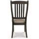 Ashley Trekk Dining Side Chair Set of 2 Slat Back Tapered Legs Black Wood BM329788