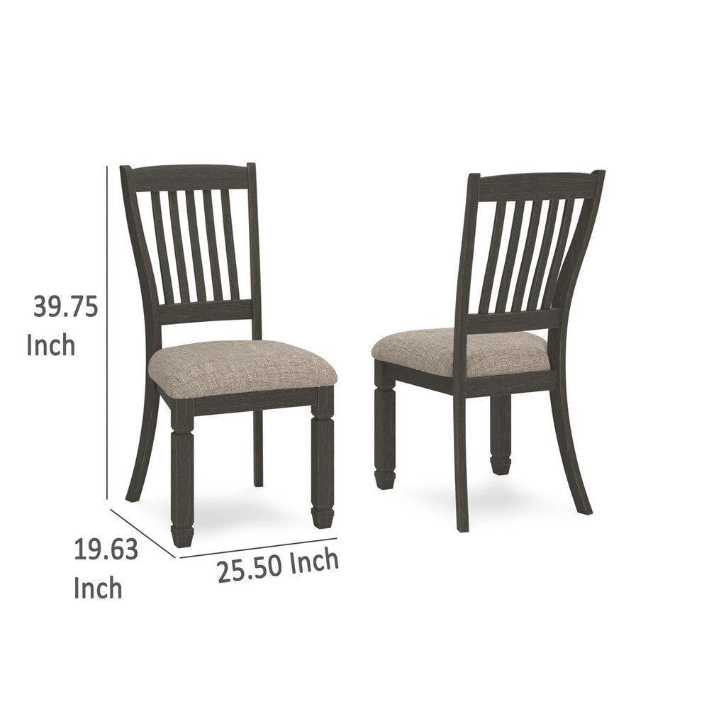 Ashley Trekk Dining Side Chair Set of 2 Slat Back Tapered Legs Black Wood BM329788