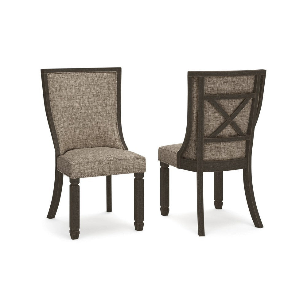 Ashley Trekk Dining Side Chair Set of 2, Black, Gray Brown Woven Polyester