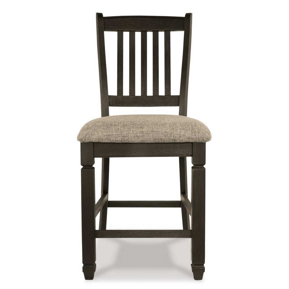 Ashley Trekk Counter Height Chair Set of 2 Slatted Back Black Polyester BM329790