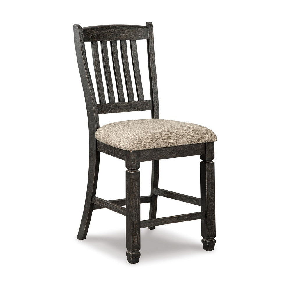Ashley Trekk Counter Height Chair Set of 2, Slatted Back, Black Polyester