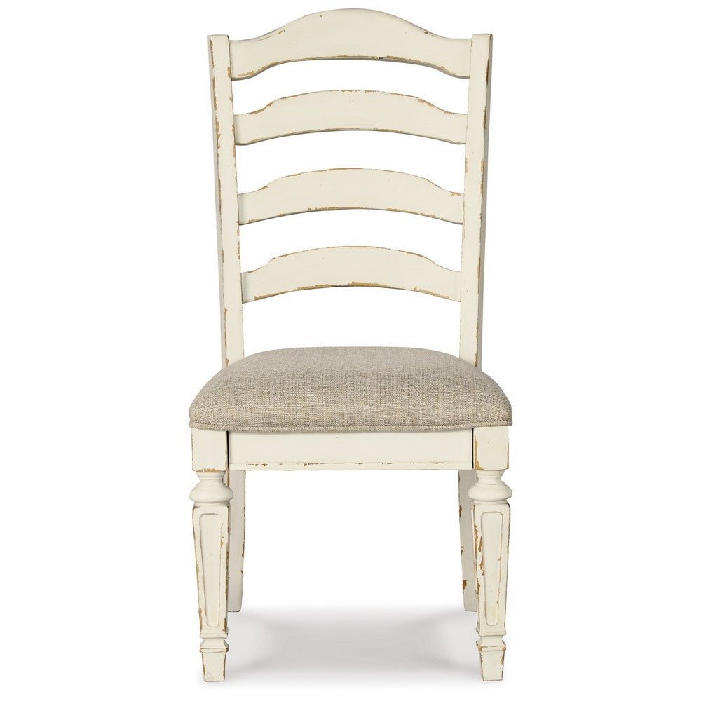 Ashley Alyn Dining Side Chair Set of 2 Ladderback Distressed White Wood BM329791