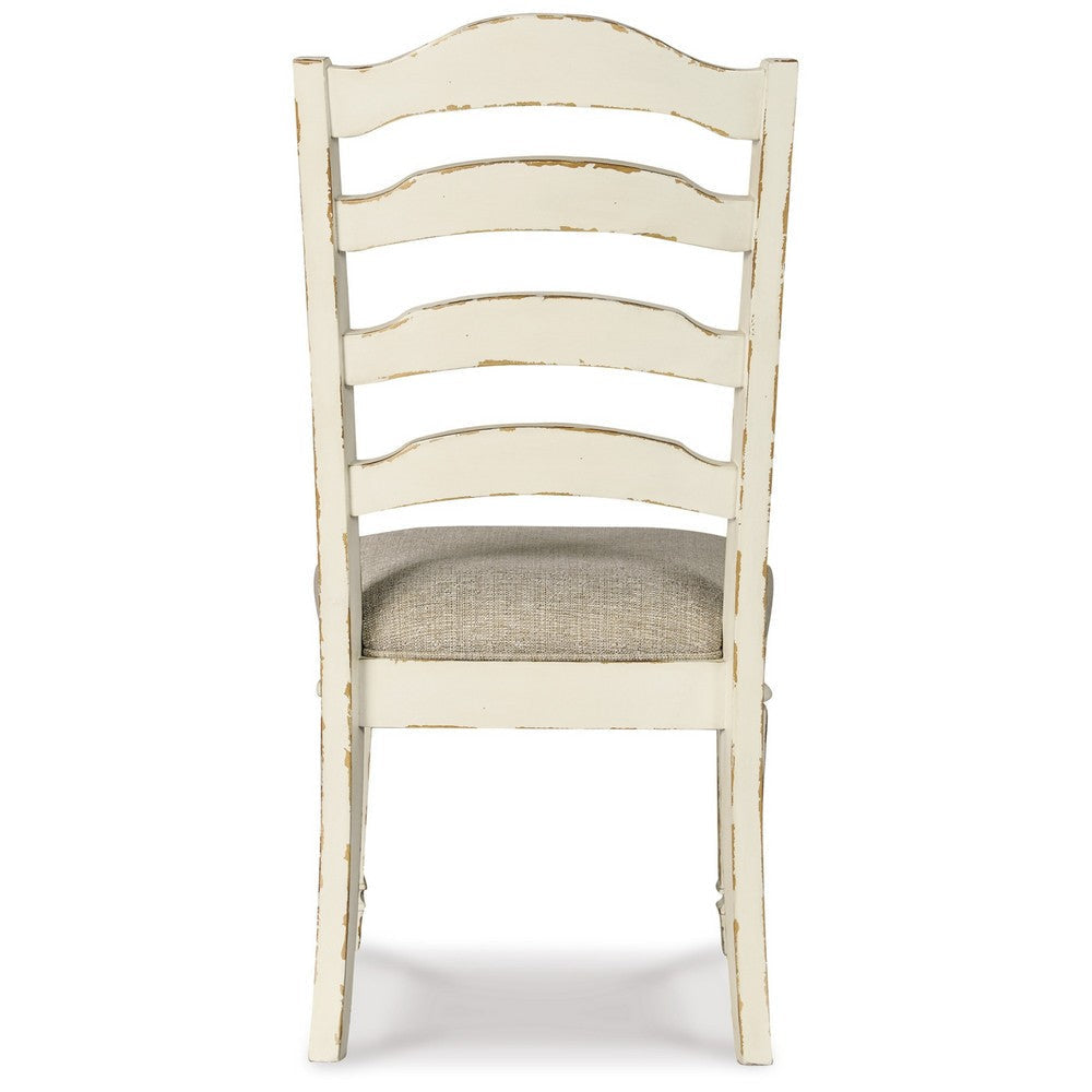 Ashley Alyn Dining Side Chair Set of 2 Ladderback Distressed White Wood BM329791