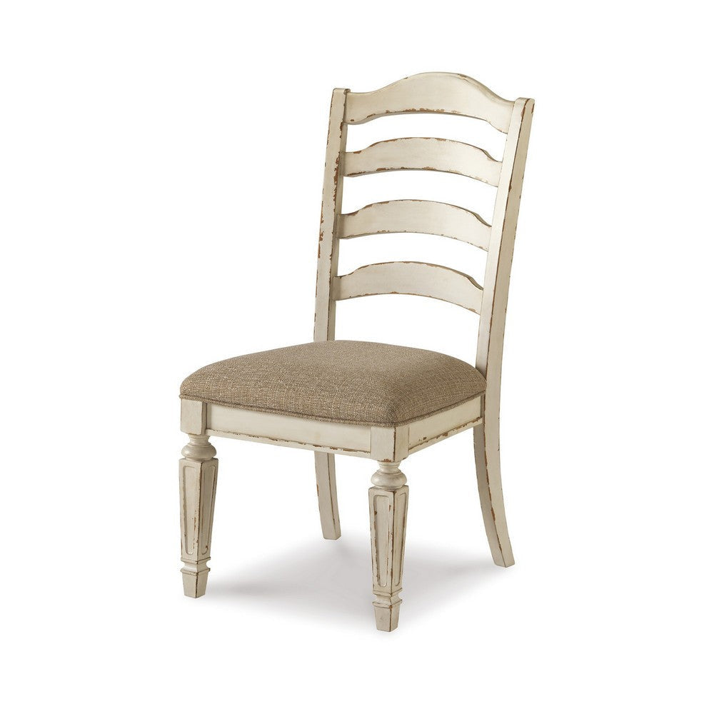 Ashley Alyn Dining Side Chair Set of 2 Ladderback Distressed White Wood BM329791