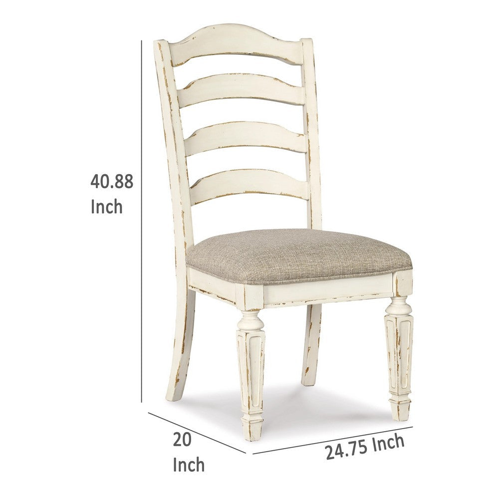 Ashley Alyn Dining Side Chair Set of 2 Ladderback Distressed White Wood BM329791