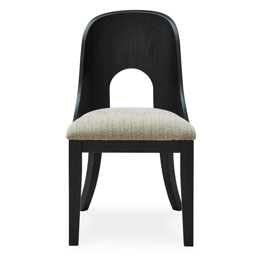 Ashley Robeck Dining Side Chair Set of 2 Herringbone Polyester Black Wood BM329801