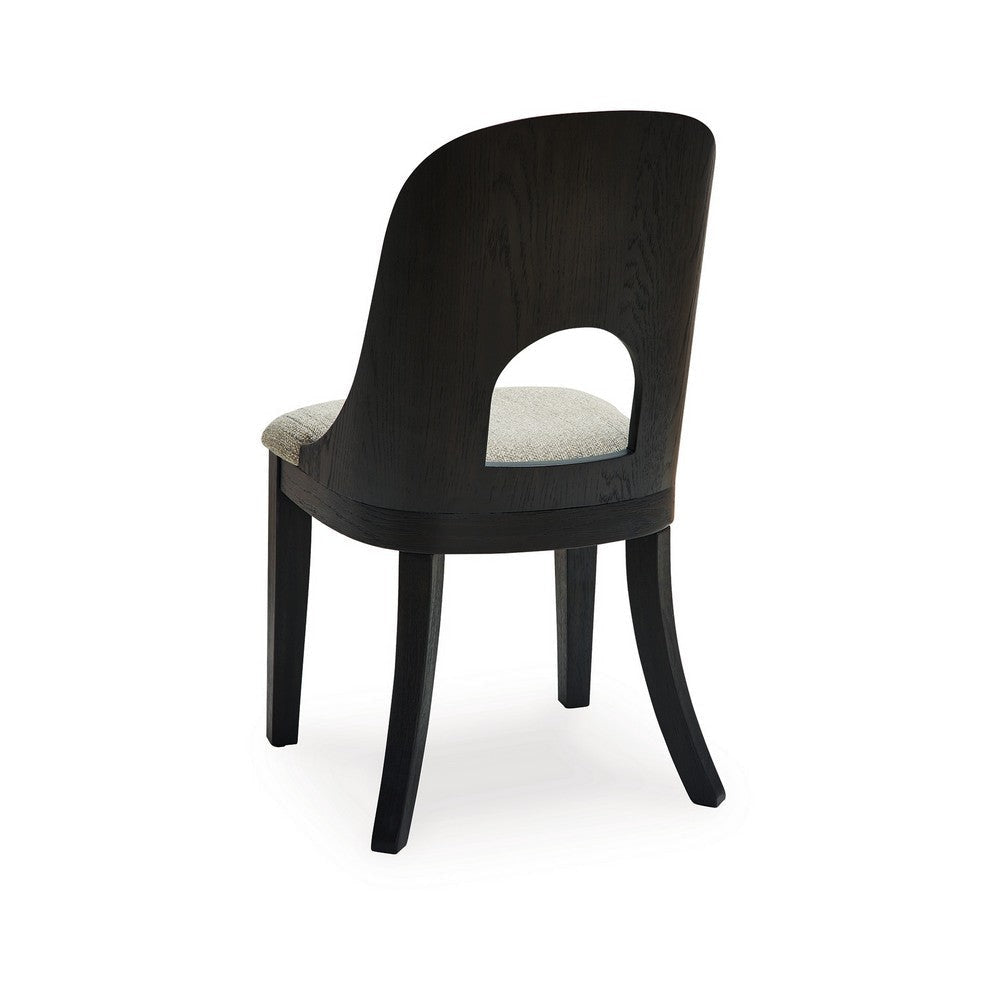Ashley Robeck Dining Side Chair Set of 2 Herringbone Polyester Black Wood BM329801